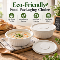 Bol en bagasse de canne à sucre Trendz, boîte à lunch bento à emporter, écologique, biodégradable, récipient alimentaire rond jetable avec couvercle