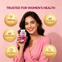 Probiotische Gummies voor Vrouwen, Cranberry, Urineweggezondheid, Vrouwelijke Gezondheid, Vitamine C & E, Lactobacillus, Immuunondersteuning, 7500mg, 60 stuks