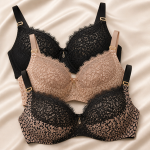 Soutien-gorge léger pour femme avec superposition en dentelle et base en satin lisse - Product Image 4