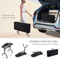 Table de manucure pliable, bureau pour technicien des ongles, poste de travail portable avec roulettes, grand tiroir, repose-poignet pour client, sac de transport