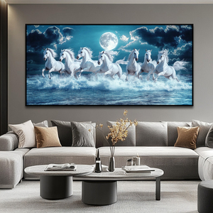 Wholesale Living Room Decorative Animal Wall Art 7 <strong>Horse</strong> Running <strong>Painting</strong> With Frame Canvas Custom Art Print - Product Image 2
