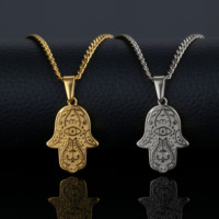 Bijoux en acier inoxydable de haute couture fabricant d'accessoires religieux Hamsa main collier 18k plaqué or bijoux personnalisés