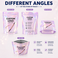 Özel Logo Holografik Baskılı Kilitli Kozmetik Paketleme Poşetleri Makyaj Fırçaları ve Güzellik Aletleri Saklama için