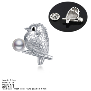 Broches de Plata de Ley 925 con Diseño de Pájaro de Piedra Natural al por Mayor DPZ-1000 - Product Image 1