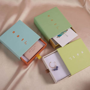 Коробка для хранения украшений из картона с выдвижным ящиком и мешочком, подарочная упаковка для ожерелий и ювелирных изделий - Product Image 5