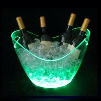 Seau à glace en acrylique personnalisé en forme de bateau avec lumières LED, capacité 12L, logo OEM, écologique, durable, isolé, motif fruits, vente en gros