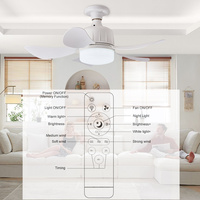 Ventilateur de plafond LED en plastique avec moteur DC, télécommande, variateur d'intensité moderne, ampoule E27, 5 pales, cuisine, salon, chambre