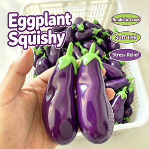 Balle anti-stress créative en forme d'aubergine en TPR, faite à la main, pour enfants de 3 à 6 ans, emballage en boîte colorée, populaire à l'international - Product Image 1