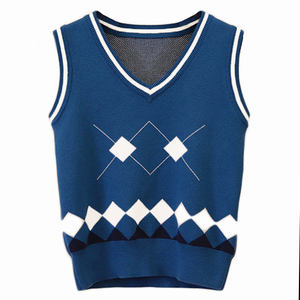 Grande demande Vente en gros Uniforme pour l'école primaire Gilet <span class=keywords><strong>Pull</strong></span> sans manches Chandail tricoté Gilet pour garçons - Product Image 3