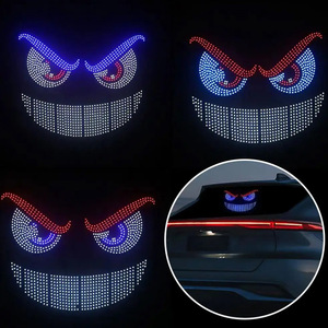 Truck Evil Eye Car <b>Sticker</b> LED Decal Red Eyebrows Blue Eyes Adhesive Trunk Tailgate Ambient Light - Product Image 1