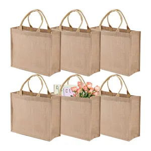 WEIHENG portable Travel shopping environmental protection reusable customized burlap tote bag with handles