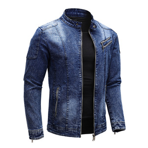 Giacca da motociclista all'ingrosso da uomo 2025 grigio scuro giacca da motociclista per uomo con cerniera anteriore giacca di alta qualità in denim - Product Image 2