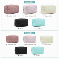 Ensemble de trousses de maquillage matelassées en coton, 2 tailles, crème, avec points ondulés, pochette cosmétique, trousse de toilette de voyage avec fermeture éclair pour femmes