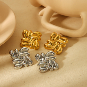 Pendientes de Acero Inoxidable con Baño de Oro de 18k, Diseño Geométrico para Mujer, Uso Diario - Product Image 1