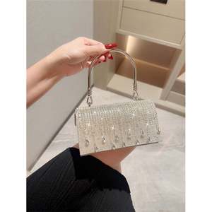 Borsa con Strass Scintillante, Borsetta Argento con Diamanti per Donne, Elegante Borsa da Sera con Strass, Borsa a Tracolla - Product Image 5