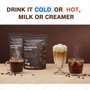 6 hongos en polvo Lions Mane Cordyceps cola de pavo Reishi mezcla Arabica hongo instantáneo café grado alimenticio corteza salvaje 1kg - Product Image 6