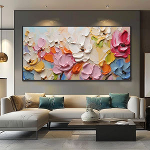 Dipinto a Mano su Tela in Stile Moderno, Arte Murale Decorativa 3D Testurizzata con Cornice, <span class=keywords><strong>Quadri</strong></span> di Fiori per Soggiorno e <span class=keywords><strong>Sala</strong></span> - Product Image 1