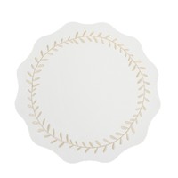 Set de table rond en cuir brodé motif feuille, bord festonné, imperméable, vente en gros
