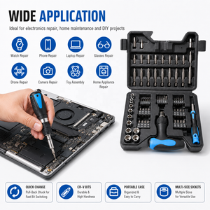 Kit d'outils de réparation domestique industriel OEM en acier, 34 pièces, avec mallette rigide, comprenant un <span class=keywords><strong>tournevis</strong></span> à cliquet polyvalent, des embouts hexagonaux, des <span class=keywords><strong>tournevis</strong></span> Torx et des <span class=keywords><strong>tournevis</strong></span> carrés - Product Image 3