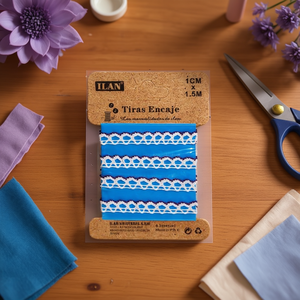 Nastri in pizzo ILAN 1 cm x 1,5 m viola per decorazioni artigianali - Product Image 2