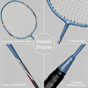 Ensemble de raquettes de badminton et de volants, raquettes en fibre de carbone graphite avec volants en nylon, ensemble léger pour la famille, le jardin - Product Image 4