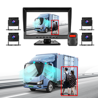 Système de caméra DVR pour camion de 10 pouces avec détection d'angle mort, moniteur de recul 4 canaux AHD 720P avec affichage étanche IP68 et aide au recul
