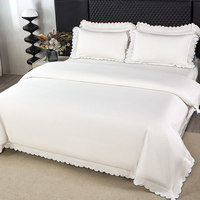 Parure de lit de luxe en coton blanc 200TC, motif géométrique, anti-boulochage, lavable, style moderne, housse de couette, drap, taie d'oreiller, usage domestique