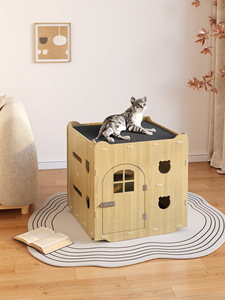 Hochwertiges Luxus-Katzenhaus aus Massivholz mit Sisal, Moderne Katzenvilla, Premium-Haustierkäfig für Innenbereich - Product Image 6