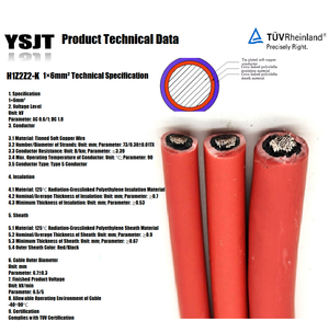 (Distributeur) Câble solaire CC en cuivre étamé haute performance 4mm2 6mm2 rouge noir isolé XLPO pour système d'énergie solaire - Product Image 5