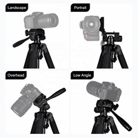 Trépied photo en aluminium de 1,59 m avec support pour téléphone, support portable pour appareil photo reflex numérique et hybride pour diffusion en direct, selfies et enregistrement vidéo