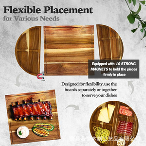 Juego de Tablas Magnéticas para Charcutería RosiRoli en Madera de Acacia con Compartimentos para Servir Queso y Embutidos - Product Image 4