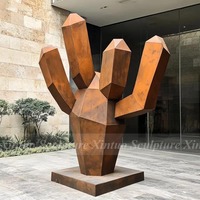 Sculpture de cactus en acier corten de grande taille, de style moderne, gravée et sculptée, de haute qualité, pour l'extérieur, Feng Shui, couleur personnalisée pour le jardin