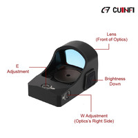 Cuinfi 1x24mm Mini Viseur Réflexe Point Rouge à Activation par Mouvement (Shake Awake) 10 Niveaux de Luminosité, Lunette Tactique Multi-Réticules Point Rouge
