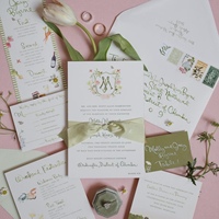 Suite d'invitations de mariage élégante avec monogramme imprimé vanille, impression numérique sur papier d'art, estampage à chaud doré, ensemble de cartes de vœux personnalisées