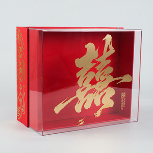 Caja de Regalo de Boda de Acrílico con Doble Felicidad, Diseño Rojo y Dorado Hecho a Medida para Boda China - Product Image 4