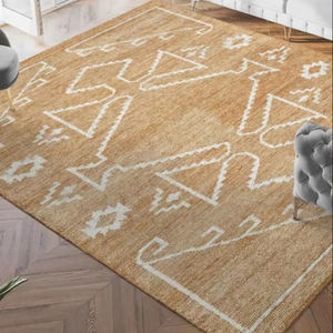 พรมคิลิมทำมือจากขนสัตว์ 100% และไหมไผ่ ผ้าปูพื้นลายเรขาคณิตปักลายดีไซเนอร์ สำหรับบ้าน โรงแรม ห้องนั่งเล่น ชายหาด สไตล์โบโฮ - Product Image 1