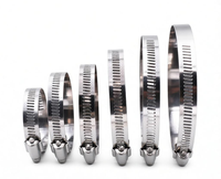 Collier de serrage à vis sans fin réglable en acier inoxydable 304 de type américain, surface lisse, pour applications automobiles, plomberie et industrielles