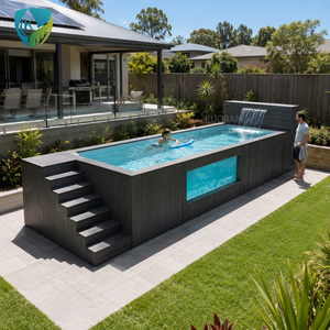 Bassin de <span class=keywords><strong>piscine</strong></span> en fibre de verre robuste, hors sol, de style conteneur, en PRV moulé monobloc, rectangulaire, grand format, pour extérieur - Product Image 6