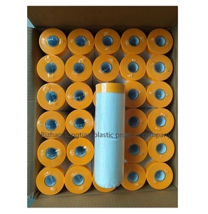 Suministro de fábrica Película de enmascarar Película de PE con cinta Película de enmascarar con tratamiento <span class=keywords><strong>Corona</strong></span> para pintar Enmascarar o proteger - Product Image 1