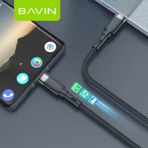 BAVIN CB229 C型至C型快速充电Usb电缆5a充电电缆尼龙编织100W 5A快速充电数据Usb电缆