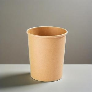 Paquet d'aliments à emporter personnalisés papier kraft biodégradable jetable bol à soupe blanc bol à soupe en papier bol avec couvercle - Product Image 1