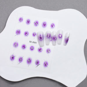 Farbverlauf Nagel dekoration 3D Silber Linien <span class=keywords><strong>Nail</strong></span> Art Decals Relief Star Herzförmige DIY Nagel aufkleber - Product Image 5