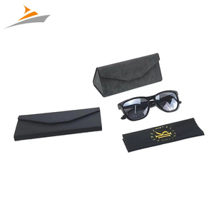 Custom Logo Triangle Folding Portable Leather <strong>Glasses</strong> <strong>Case</strong> Optical Magnetic Sunglasses <strong>Case</strong> - Product Image 2
