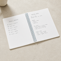Carnet de notes quotidien LABON personnalisé A5 en terrazzo, planificateur de projets, reliure spirale, liste de points à vérifier, notes de réunion, bande élastique