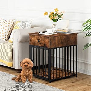 Caseta de madera decorativa <span class=keywords><strong>para</strong></span> perros con cajón, jaula <span class=keywords><strong>para</strong></span> mascotas de interior, mesa auxiliar <span class=keywords><strong>para</strong></span> perros pequeños, tubo de acero <span class=keywords><strong>para</strong></span> cachorros - Product Image 4