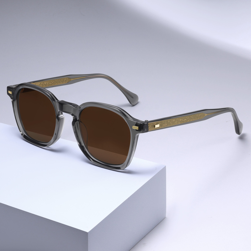 Vintage Retro Rivet Sunglasses Transparent Grey