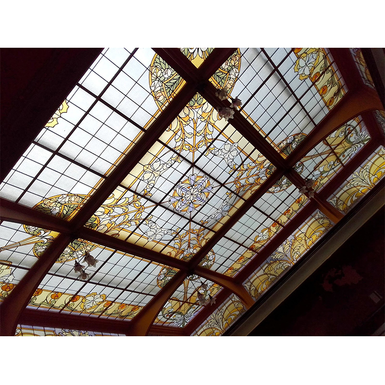 Тиффани, витражный люк для La Maison Losseau, французский стиль, витражный стеклянный фонарь с изображением крыши, стеклянный купол, потолок