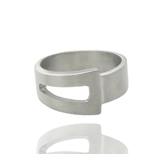 Geometric <b>Titanium</b> Steel Hollow <b>Ring</b> Silver Men's Fashion Jewelry Gift 21001 - Product Image 1