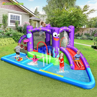 Toboggan gonflable commercial combiné humide et sec avec château gonflable pour château gonflable
