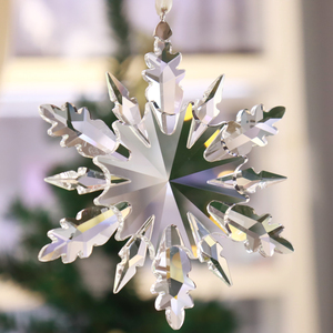 Customized Engraved Logo 100mm K9 High Quality <b>Crystal</b> Snowflake Christmas Tree Ornament with UV Printing Techniques - Product Image 2